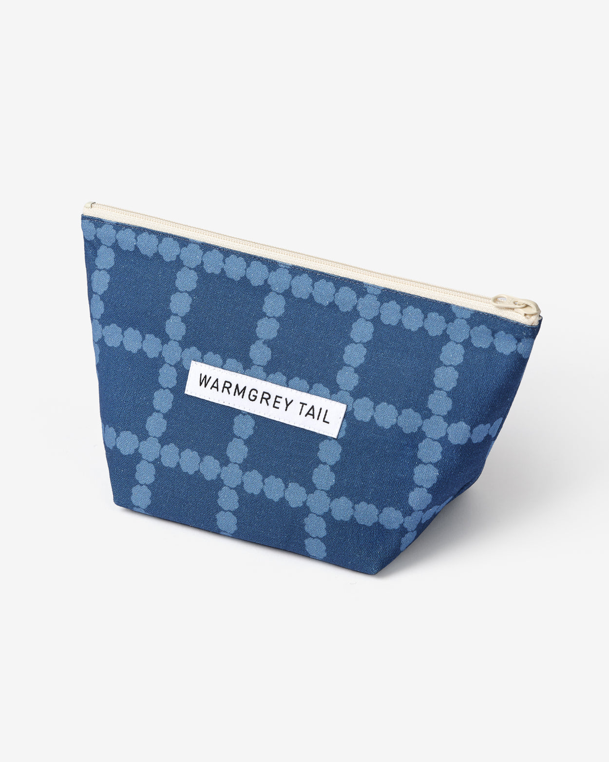 BLOSSOM CHECK STANDING POUCH - DENIM BLUE (3size)