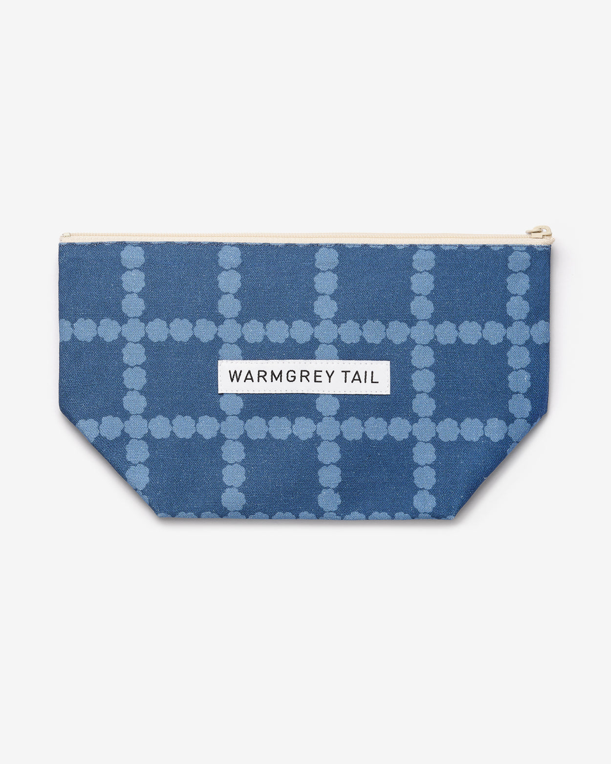 BLOSSOM CHECK STANDING POUCH - DENIM BLUE (3size)