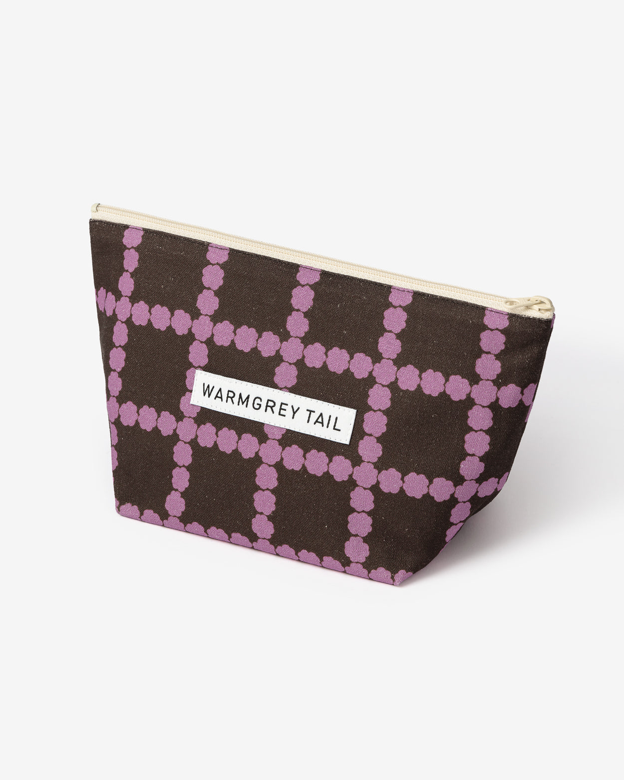 BLOSSOM CHECK STANDING POUCH - LAVENDER CHOCO (3size)