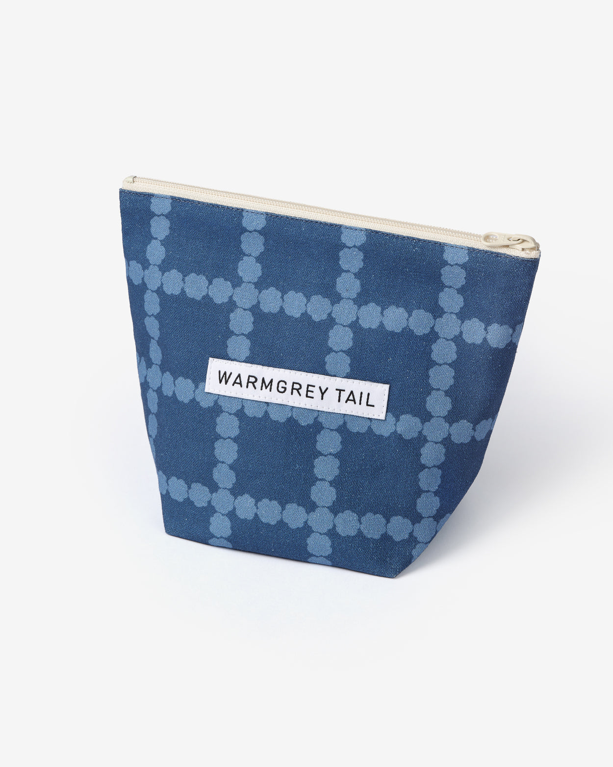 BLOSSOM CHECK STANDING POUCH - DENIM BLUE (3size)