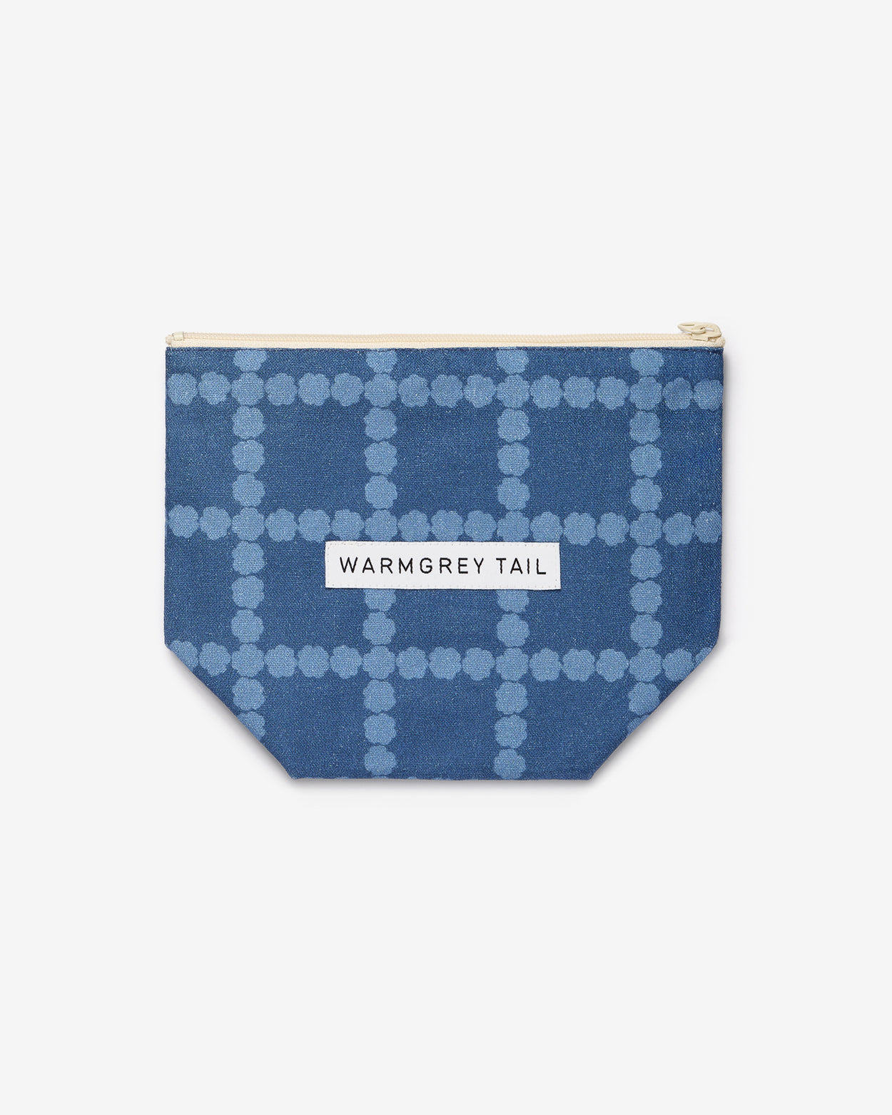 BLOSSOM CHECK STANDING POUCH - DENIM BLUE (3size)