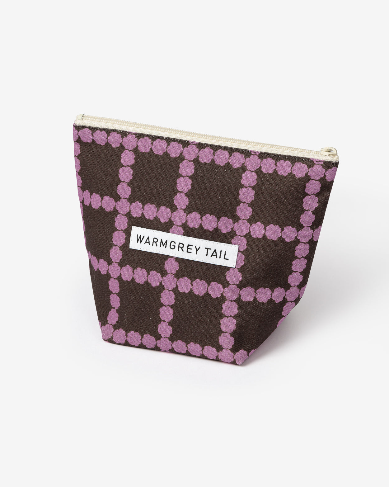 BLOSSOM CHECK STANDING POUCH - LAVENDER CHOCO (3size)