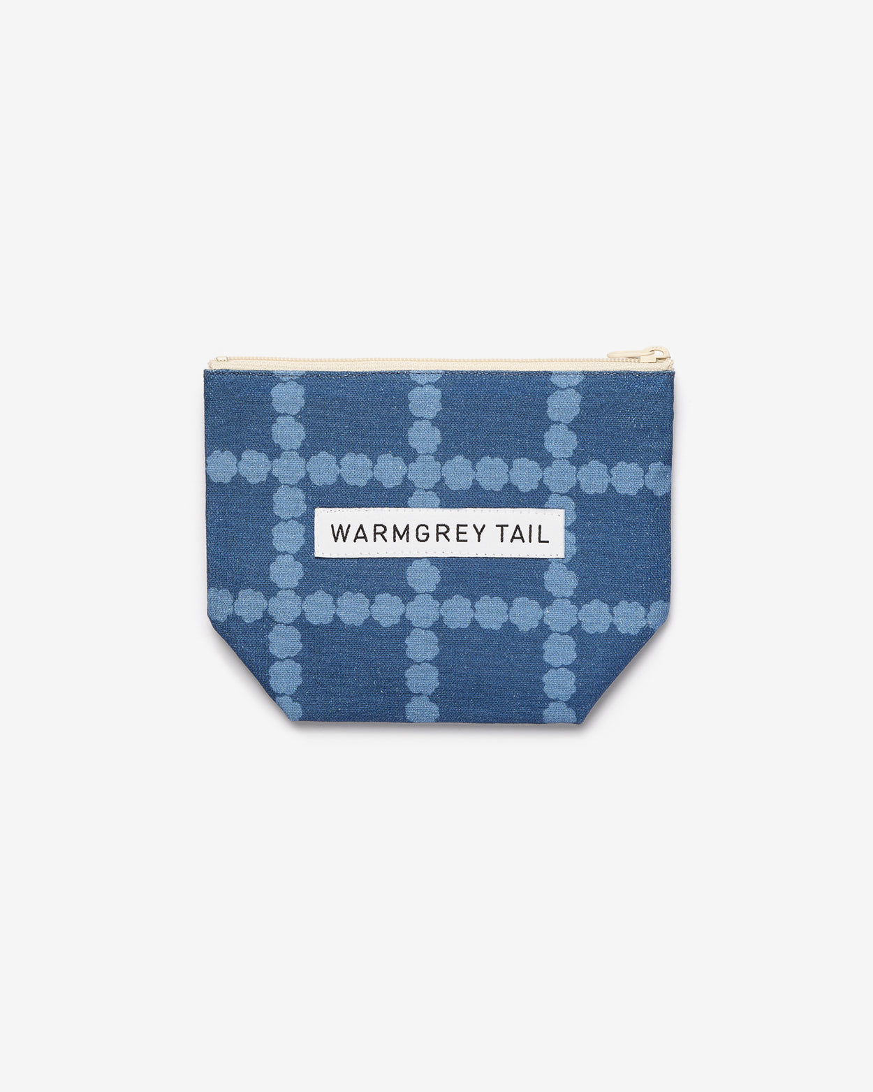 BLOSSOM CHECK STANDING POUCH - DENIM BLUE (3size)
