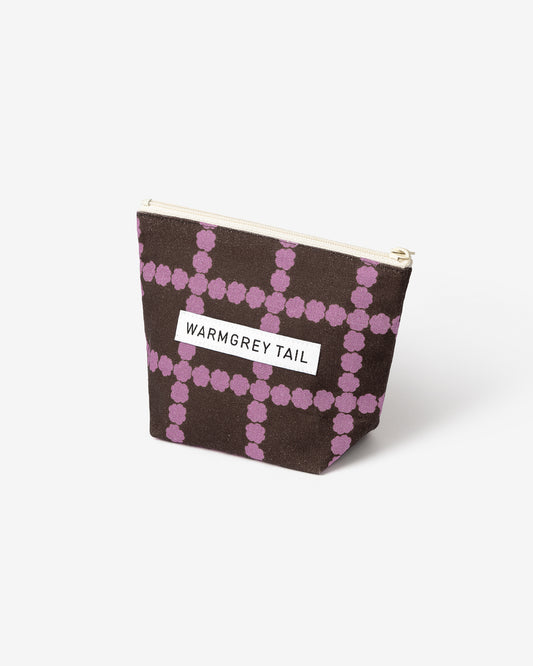 BLOSSOM CHECK STANDING POUCH - LAVENDER CHOCO (3size)