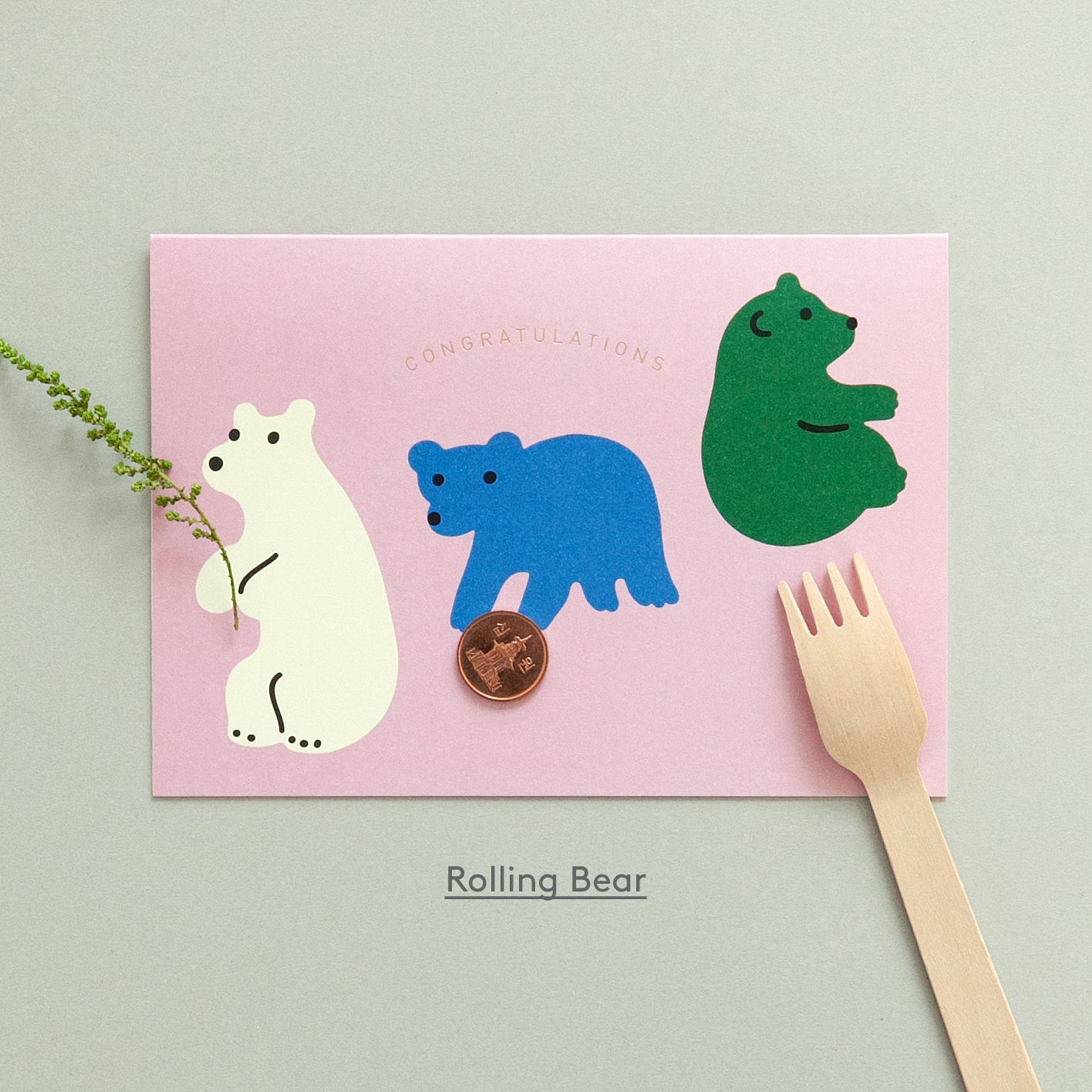 ROLLING BEAR FOLDING CARD