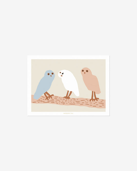 HELLO OWLS - LIGHT GREY POSTCARD